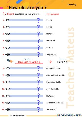 PRESENT SIMPLE - How old are you ? - Speaking