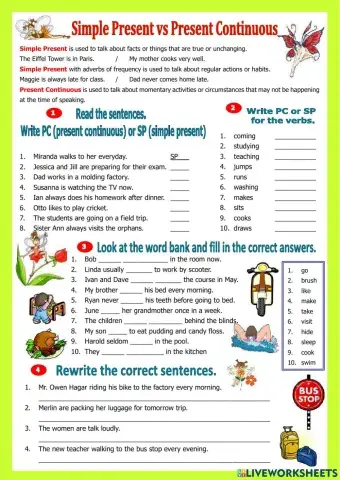 Present simple and continuous