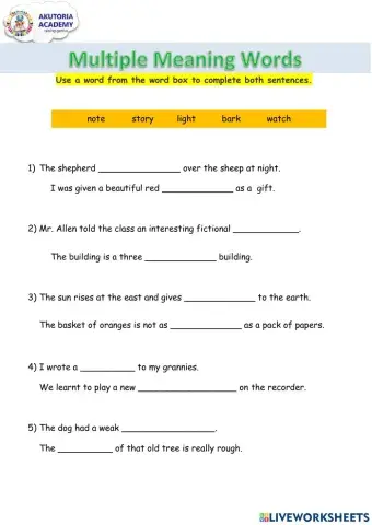 Multiple Meaning Words