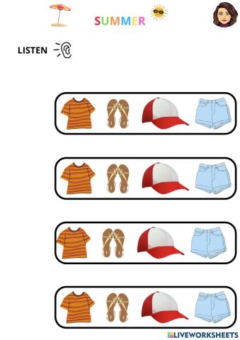 Summer clothes. listen and choose