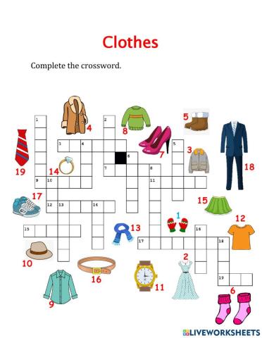 Clothes - crosswords