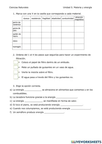CONTROL NATURALES UD 5 4º PRIMARIA
