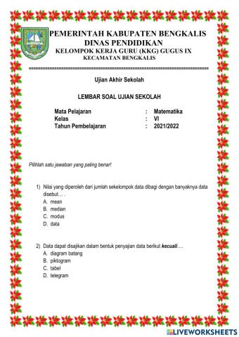 Ujian Sekolah Muatan Matematika