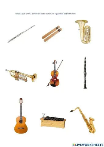 Clasificación de instrumentos por familias