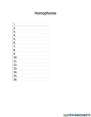 Homophones