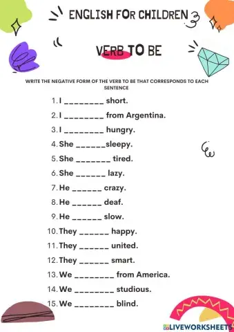 The negative form of the verb to be