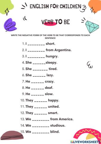 The negative form of the verb to be