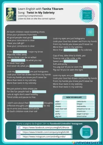 Song: Twist in my sobriety by Tanita Tikaram