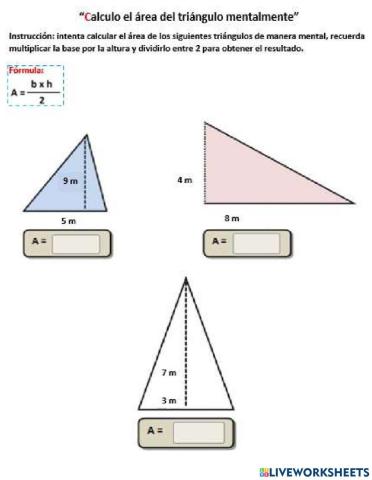 Calculo el área del triángulo mentalmente
