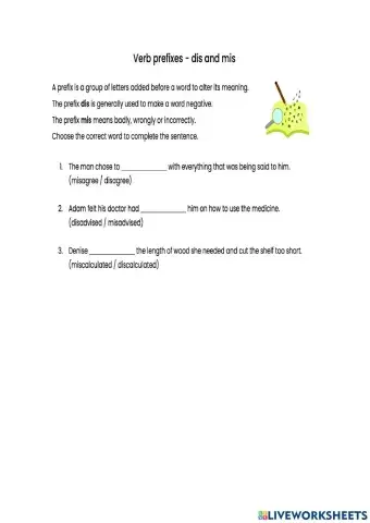 Prefix mis and dis