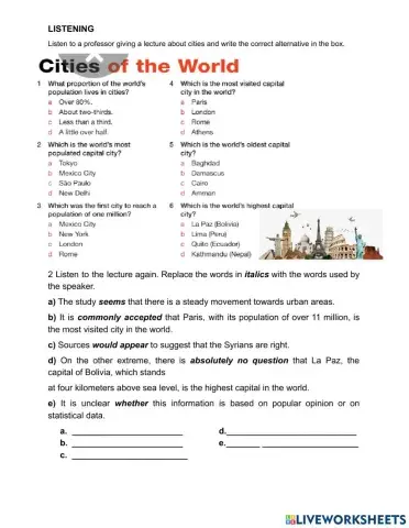 Cities in the world