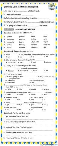 Listening and writing 2nd test