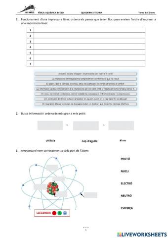 FÍSICA 3r. Tema 3: L'ÀTOM (Teoria)