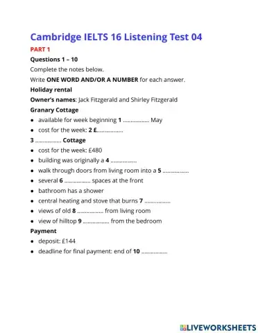 CAM 16 Listening test 4 section 1&2