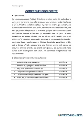 Compréhension orale imparfait