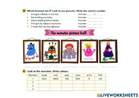 Starters body parts + hobbies