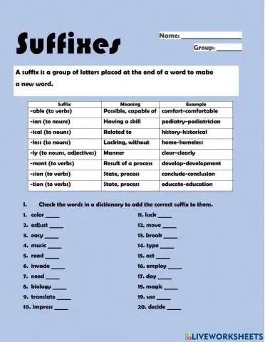 Suffixes