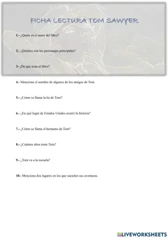 Ficha de lectura tom sawyer