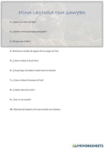 Ficha de lectura tom sawyer