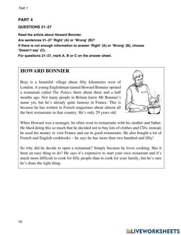 KET Cambridge exam part 5,6,7,8,9