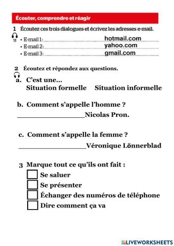 Révision salutations