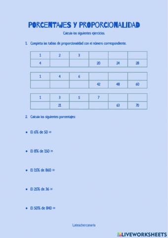 Proporcionalidad y porcentaje