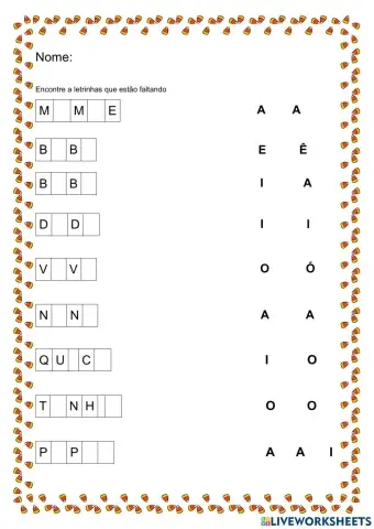 Complete as palavras