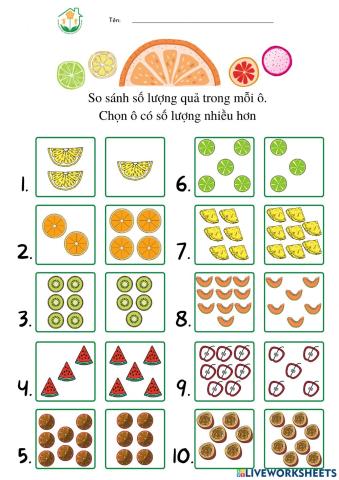 Chọn ô có số lượng nhiều hơn