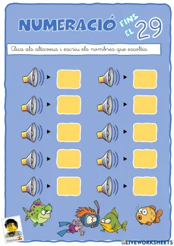 Numeració fins el 29