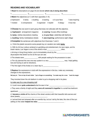 Reading and vocabulary