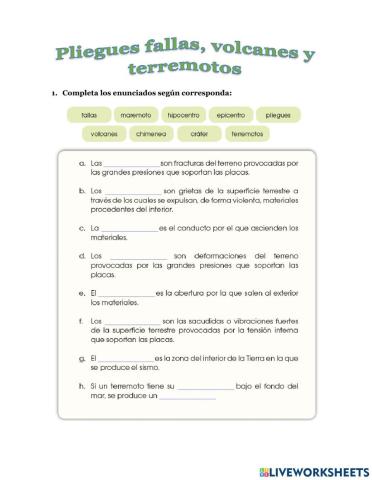 Pliegues, fallas, volcanes y terremotos