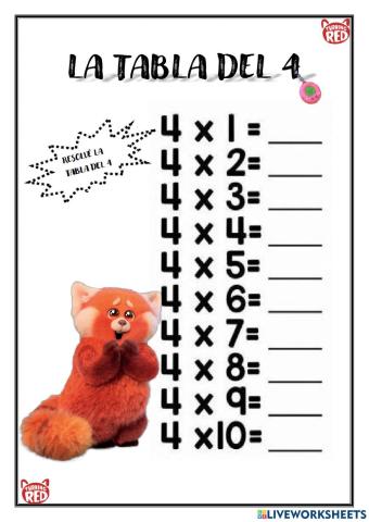 Tabla del 4