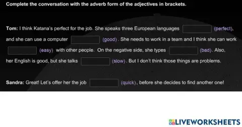 Adverbs made from adjectives