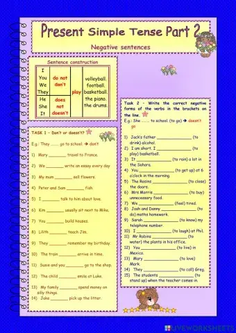 present simple:negative