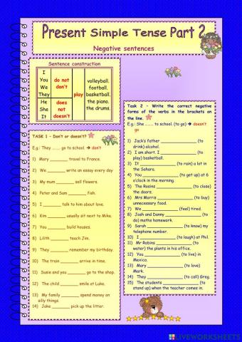 present simple:negative