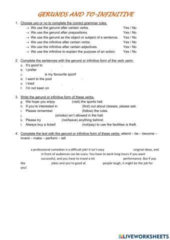 Gerund. To - infinitive