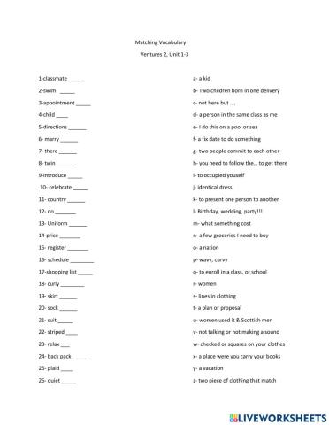 Esl Vocabulary review