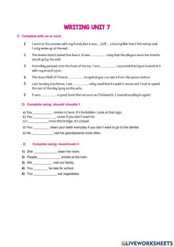 Writing unit 7