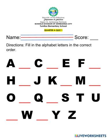 Alphabet Letters-Fill in the Blanks