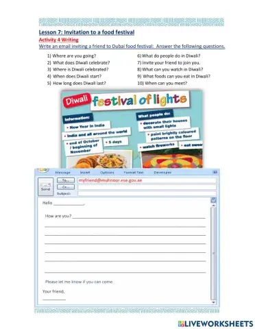 Access 8 - Festivals - Invitation to a festival - L 7 - Act 4 Diwali