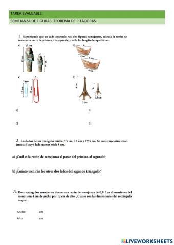 SEMEJANZA. TEOREMA DE PITÁGORAS