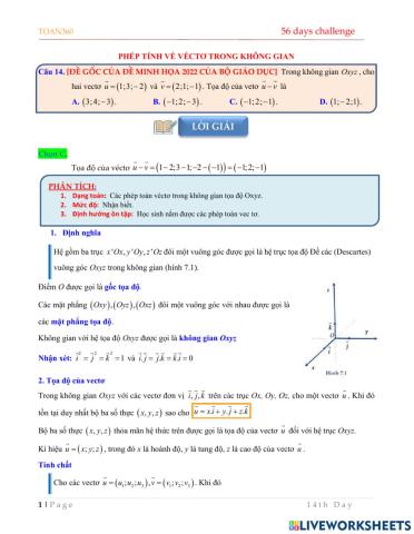 Các phép toán véc tơ trong KG
