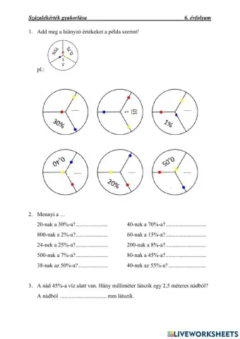 Százalékérték gyakorlása