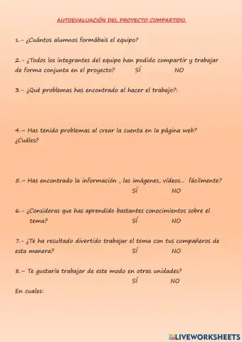 Evaluación. proyecto compartido