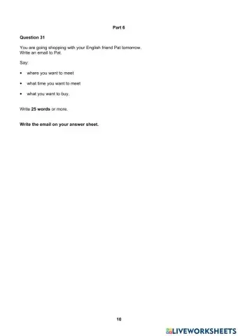 A2 2020 WRITING KEY FOR SCHOOLS SAMPLE TEST 