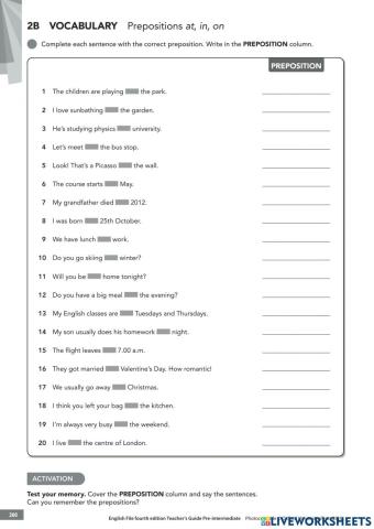 2B - Vocabulary EF Pre-int