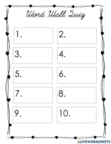 Word Wall Quiz 11