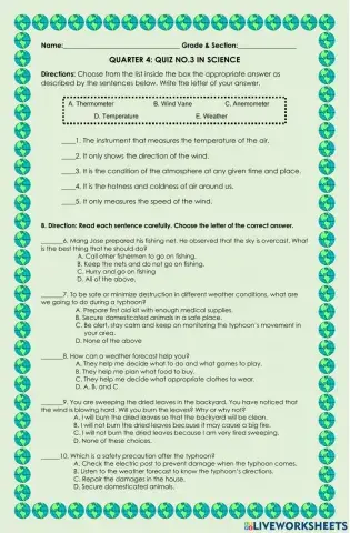 Q4 quiz no.3 in science