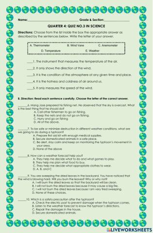Q4 quiz no.3 in science