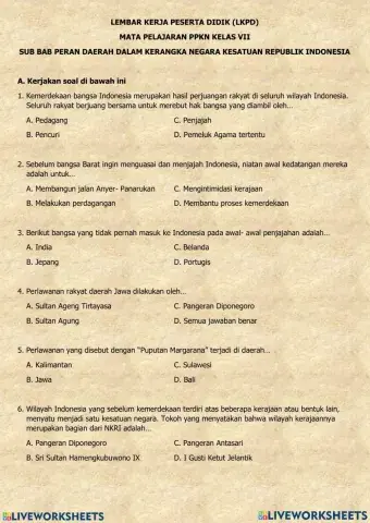 Lembar Kerja Kelas 7 BAB 6